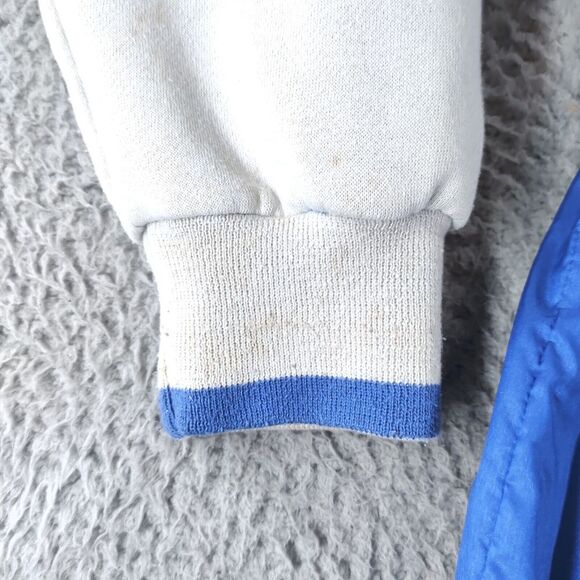 Vintage Adidas Reversible Jacket Mens Large Blue Gray Trefoil Spellout Snap Up - Picture 15 of 16